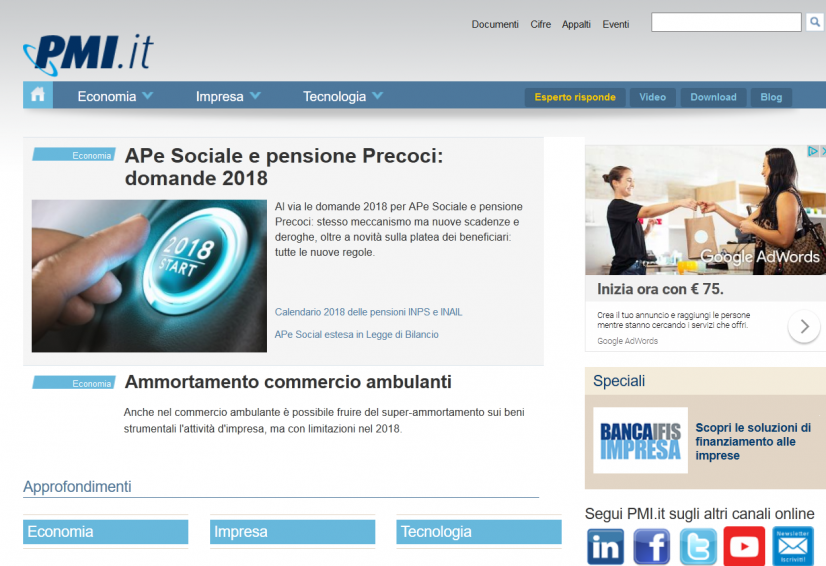 PMI, portale italiano dove pubblicare articoli a pagamento